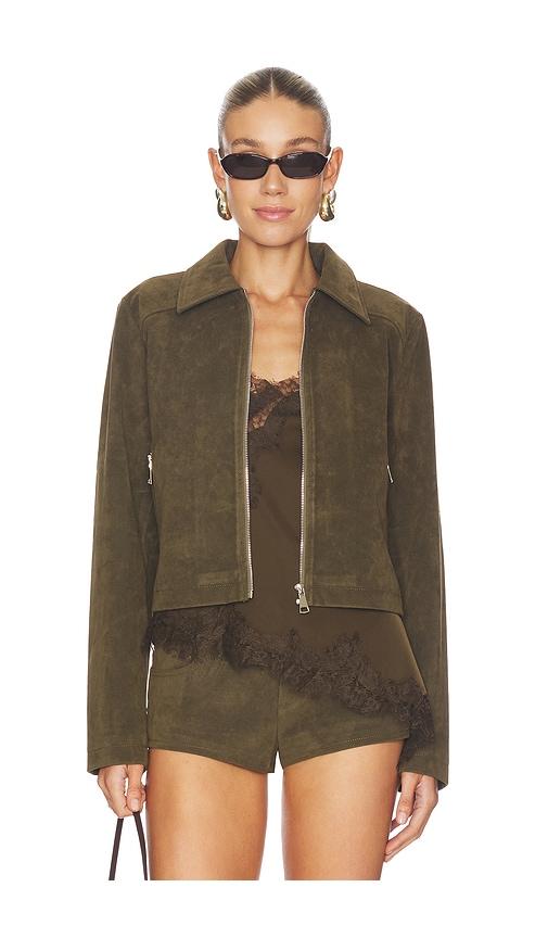 superdown Frannie Faux Suede Jacket in Olive by SUPERDOWN