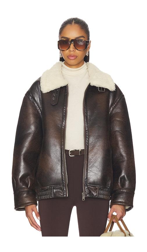 superdown Georgiana Faux Leather Jacket in Brown by SUPERDOWN