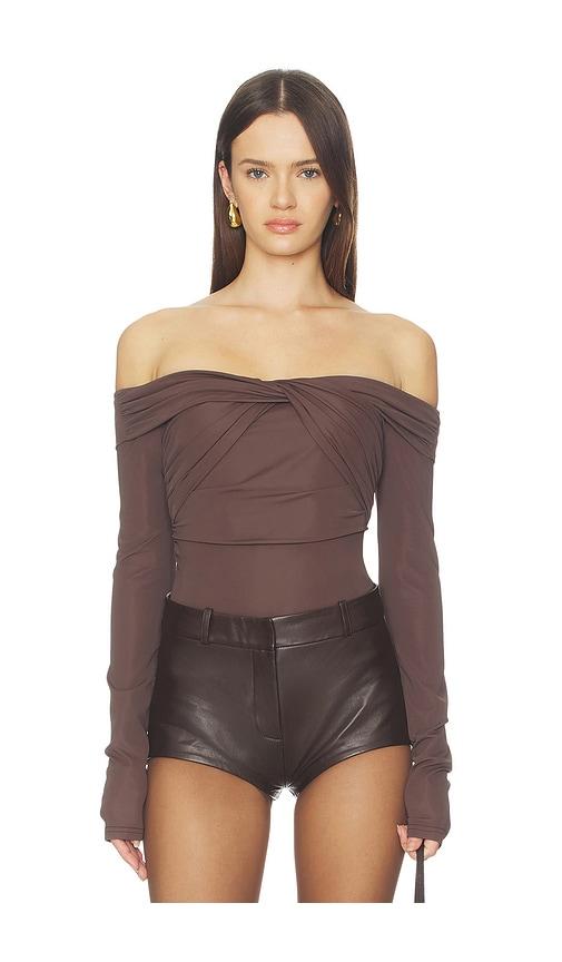 superdown Jillian Bodysuit in Brown by SUPERDOWN