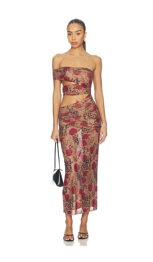 superdown Kai Maxi Dress in Red,Brown by SUPERDOWN