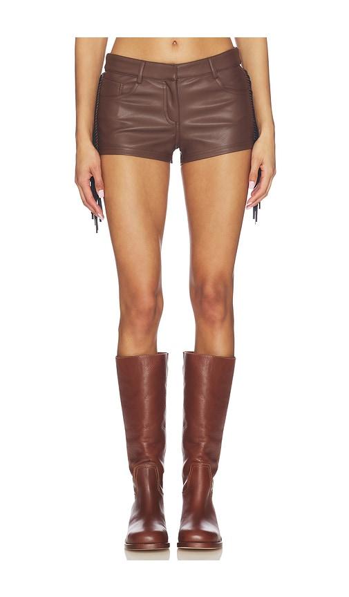 superdown Karina Fringe Short in Brown by SUPERDOWN