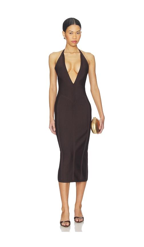 superdown Kass Bandage Midi Dress in Brown by SUPERDOWN