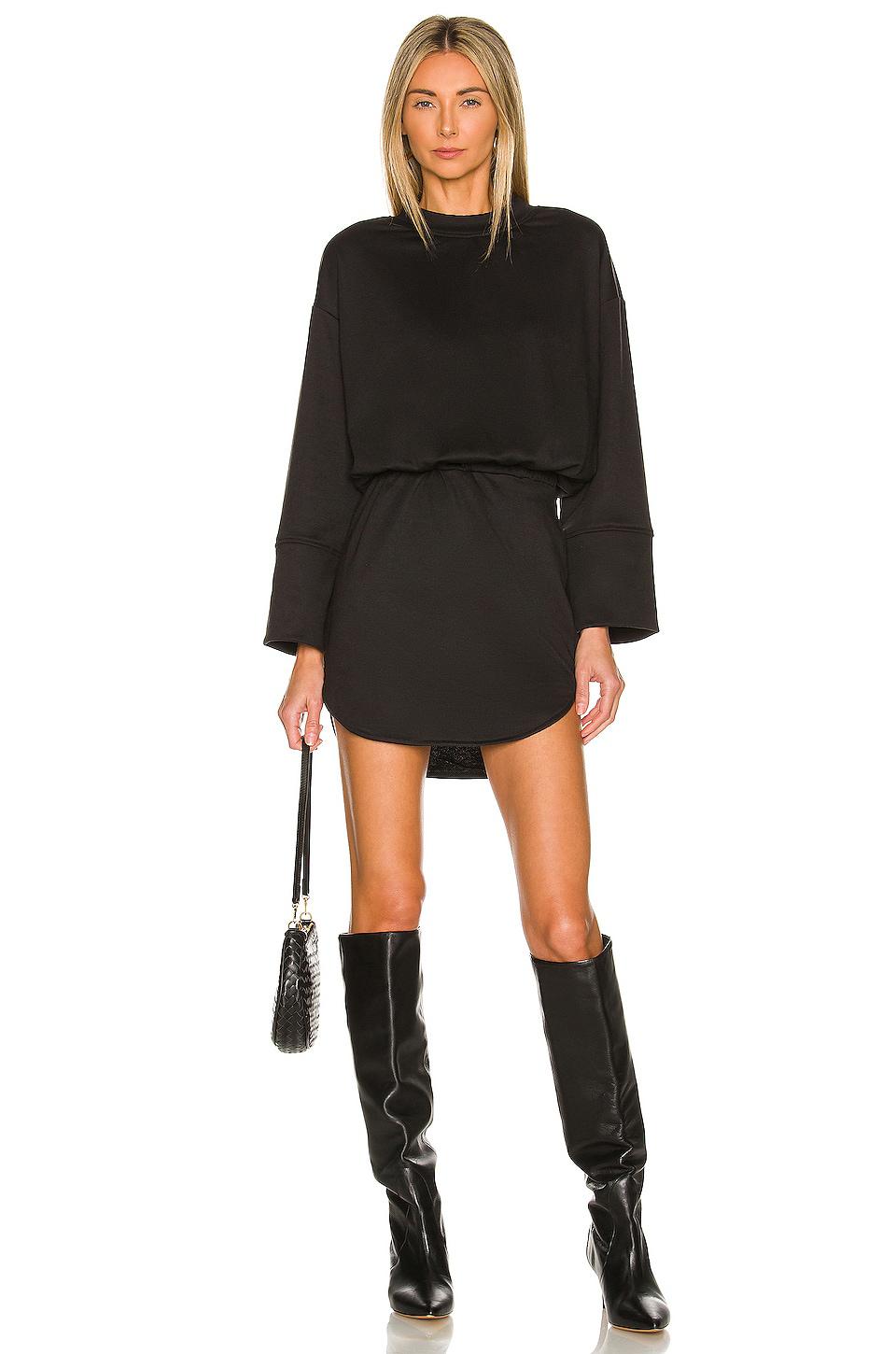 superdown Lana Sweatshirt Dress in Black by SUPERDOWN