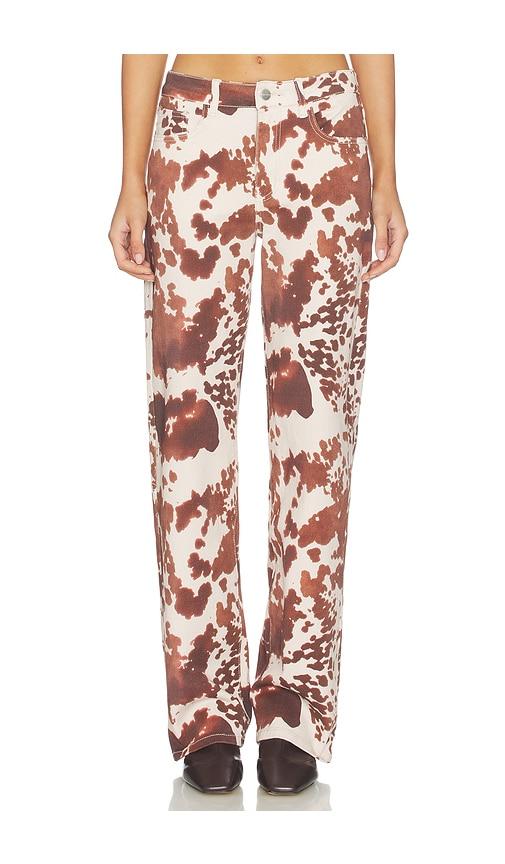 superdown Lile Cow Print Jean in Neutral,Brown by SUPERDOWN