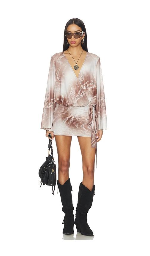 superdown Maree Drape Mini Dress in Brown by SUPERDOWN