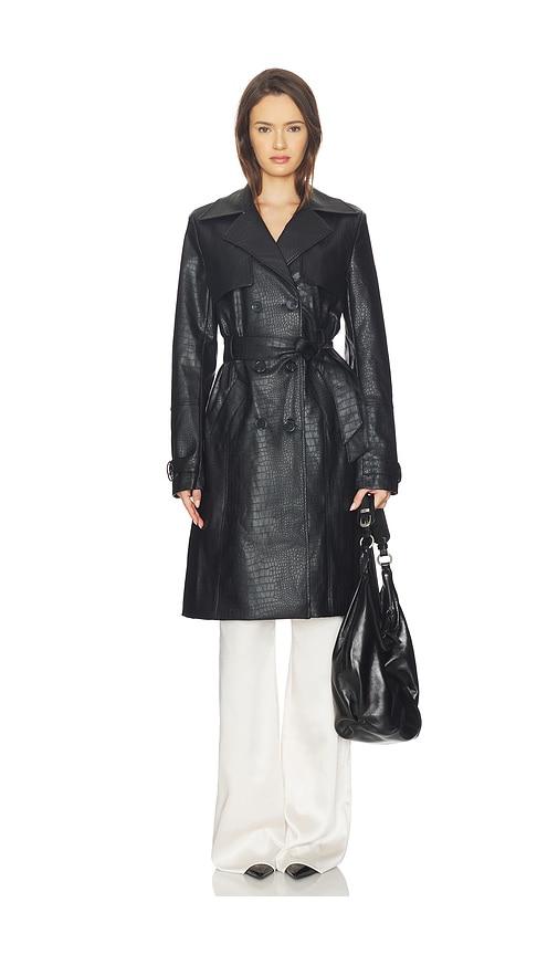 superdown Morgan Faux Leather Coat in Black by SUPERDOWN