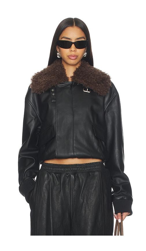 superdown Philomena Faux Leather Jacket in Black by SUPERDOWN