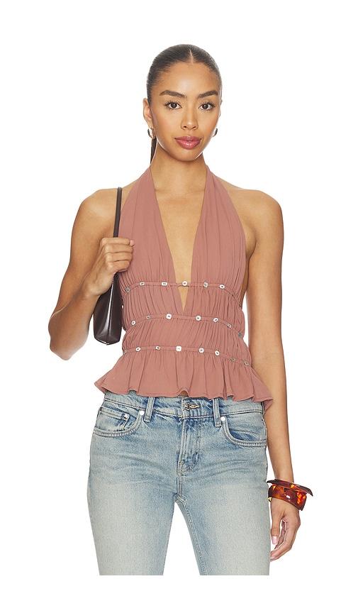 superdown Ramona Halter Top in Brown by SUPERDOWN