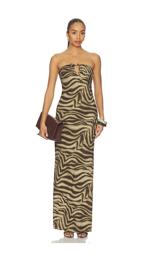 superdown Riya Strapless Maxi Dress in Brown by SUPERDOWN