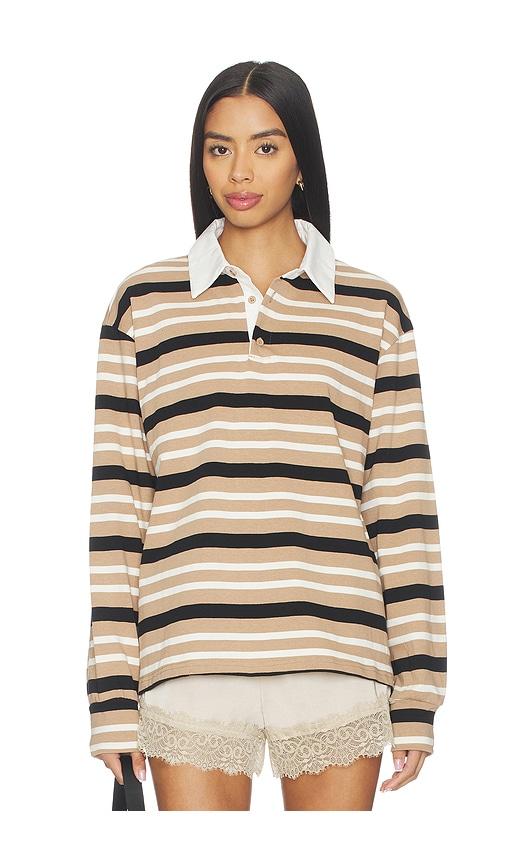 superdown Sashia Polo Top in Brown by SUPERDOWN