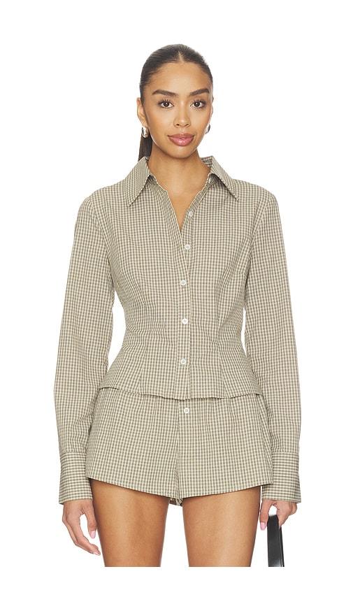superdown Silas Button Down Top in Neutral by SUPERDOWN