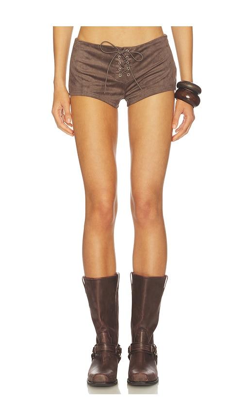 superdown Spence Faux Suede Short in Taupe by SUPERDOWN