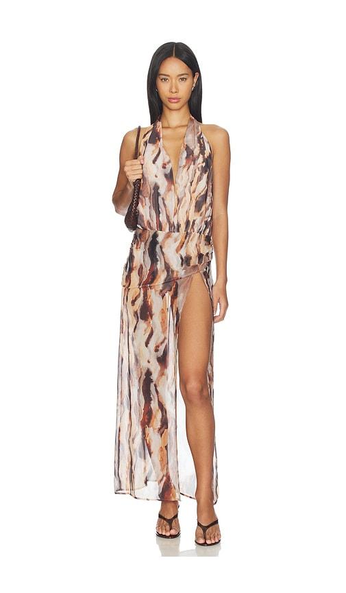 superdown Tovianna Halter Maxi Dress in Brown by SUPERDOWN