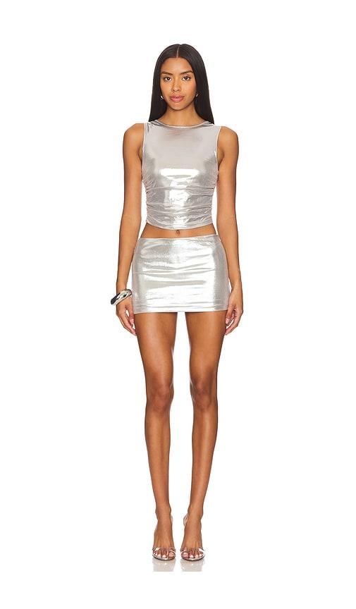 superdown Zariah Skirt Set in Metallic Silver by SUPERDOWN