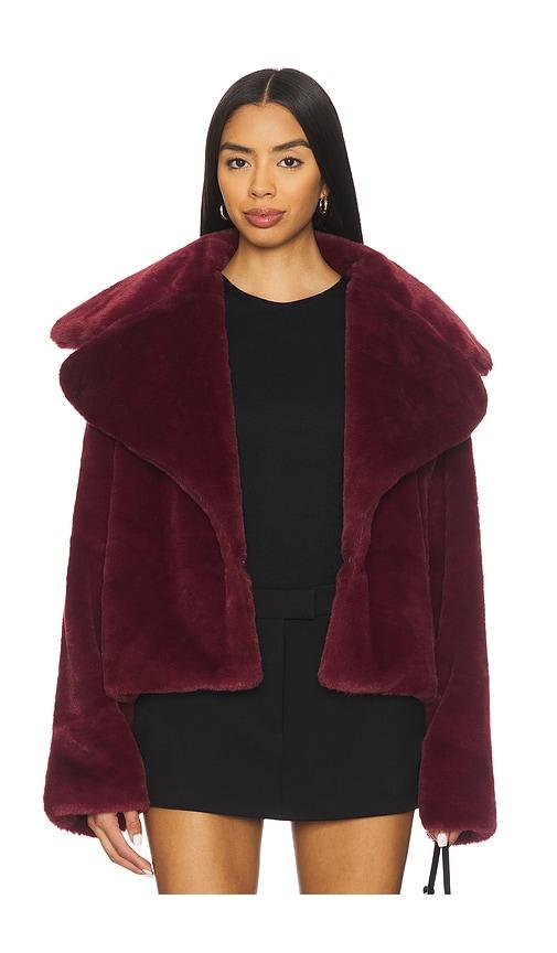 superdown x Emma Leger Willow Faux Fur Coat in Burgundy by SUPERDOWN
