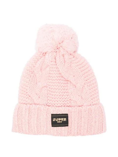 pom-pom cable-knit beanie by SUPERDRY