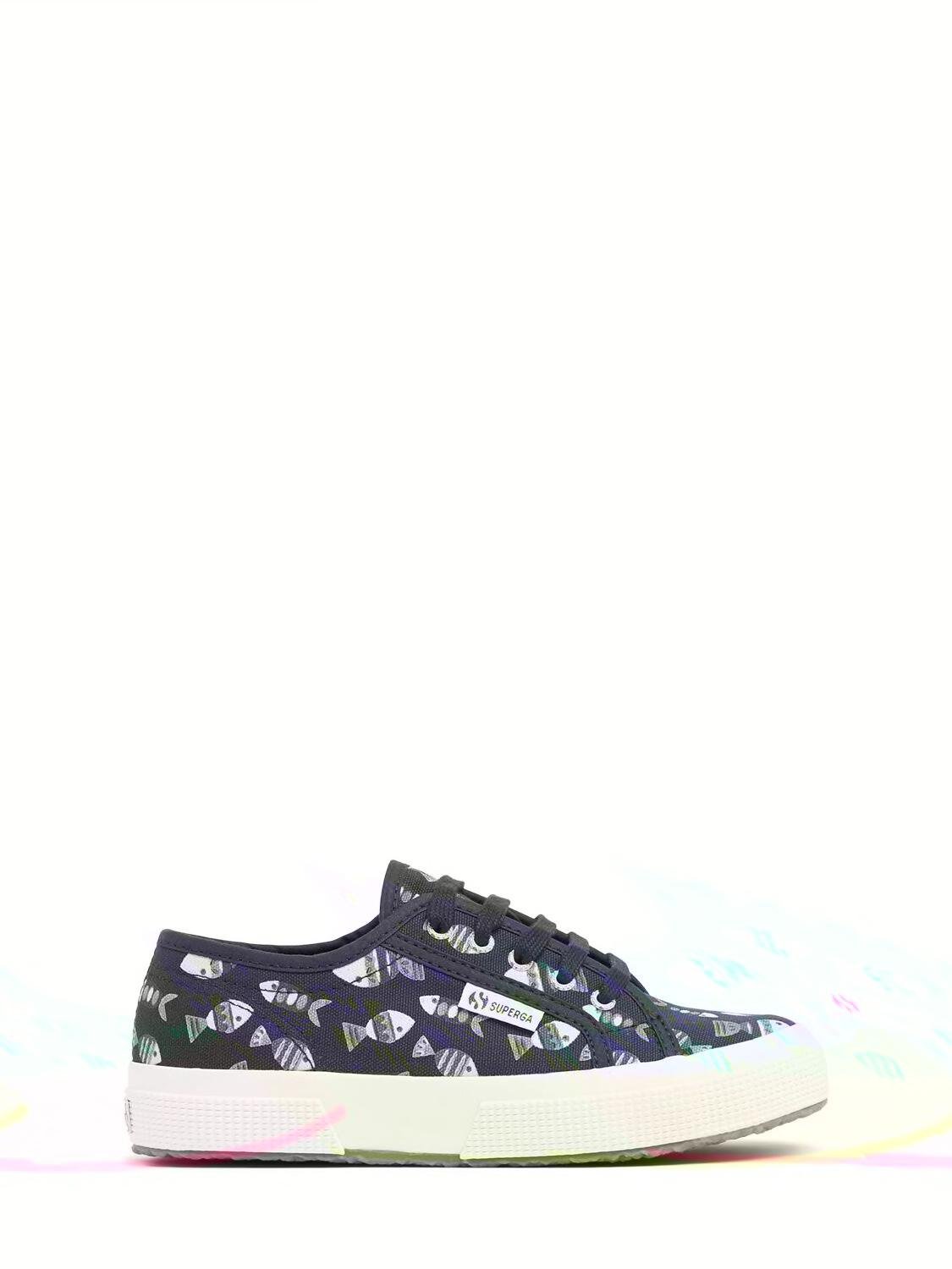 Fish Printed Cotton Canvas Sneakers by SUPERGA