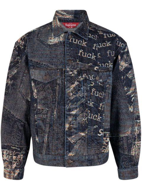 Archive denim jacquard trucker jacket by SUPREME