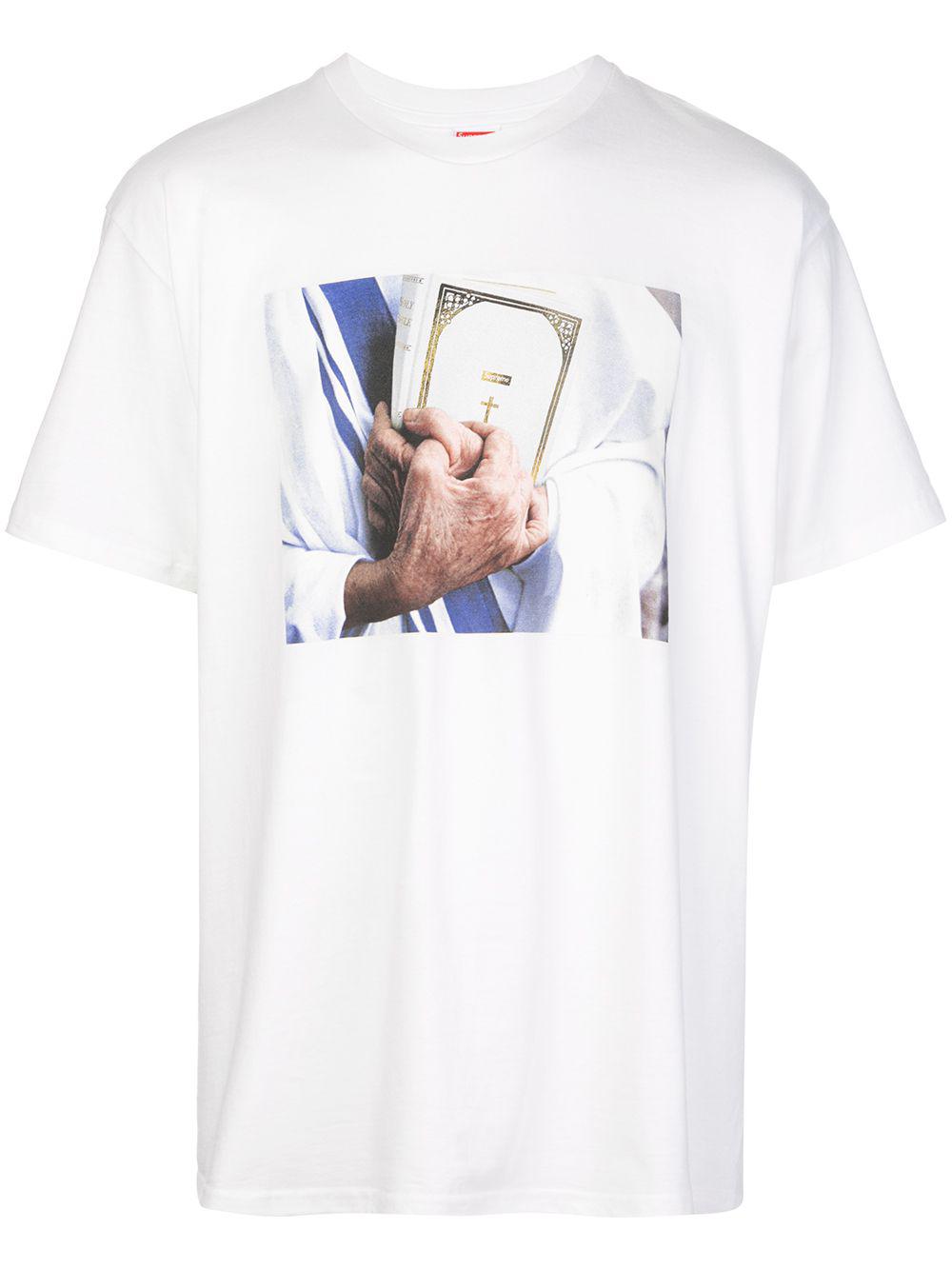 Bible-print crew neck T-shirt by SUPREME