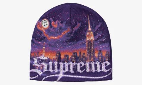 Cityscape crystal-embellished beanie hat by SUPREME