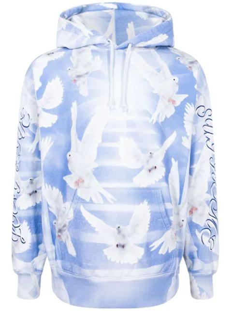 Doves-print hoodie by SUPREME