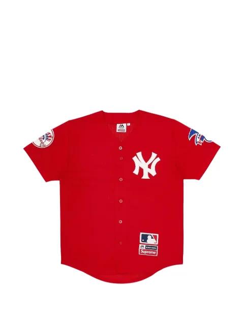New York Yankees logo-patch baseball jersey by SUPREME