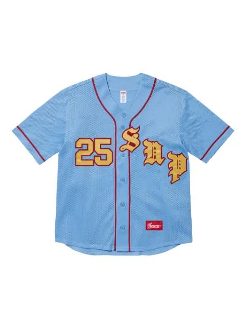 Old English "SS 25 - Light Blue" baseball jersey by SUPREME