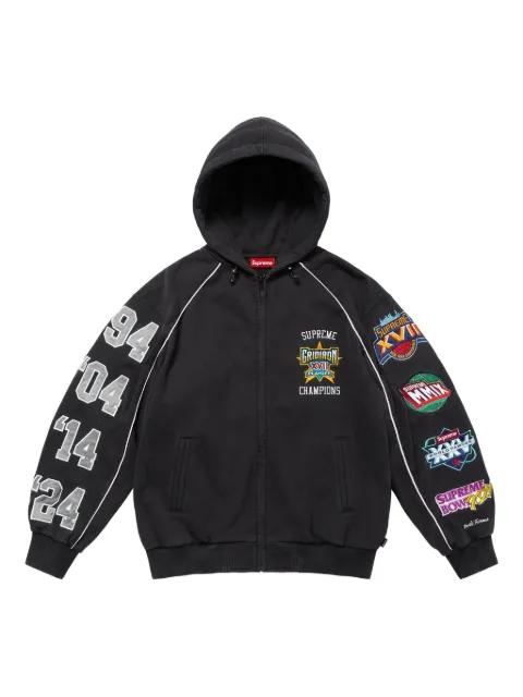 Playoffs multiple-appliqués zip-up hoodie by SUPREME