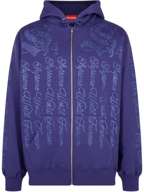 "SS 22 Washed Navy" zip-up hoodie by SUPREME
