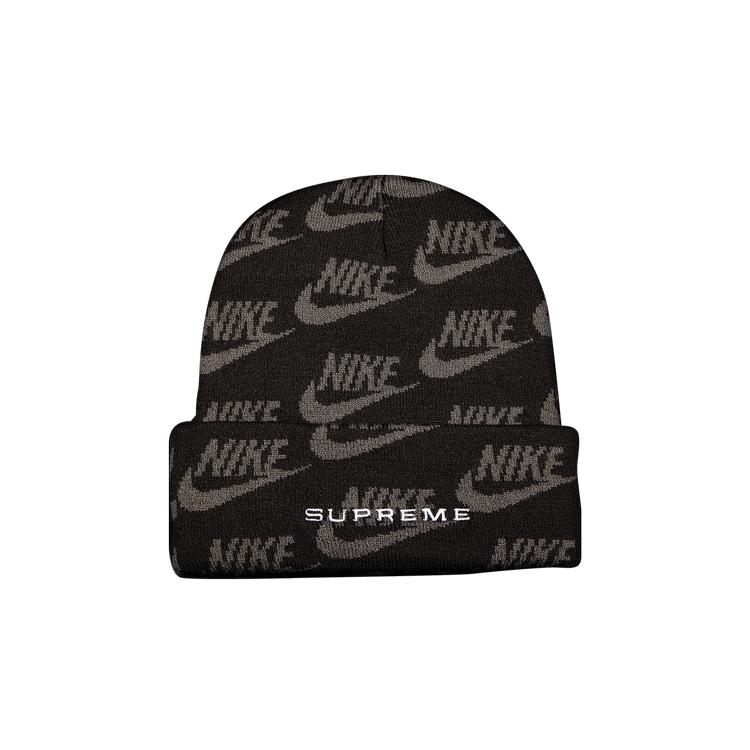 Supreme x Nike Jacquard Logos Beanie Black by SUPREME jellibeans