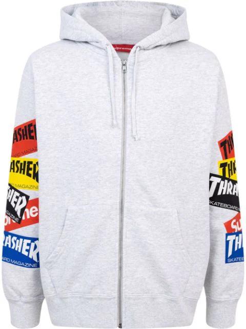 Thrasher multi logo zip-up hoodie by SUPREME