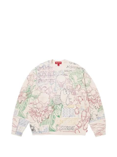 collage-embroidered sweater by SUPREME