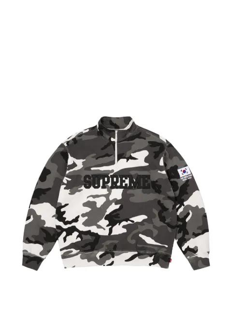 flag-detail half-zip camouflage-pattern sweatshirt by SUPREME