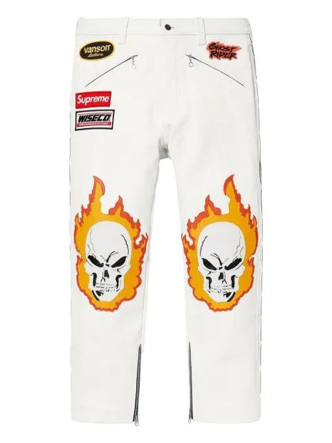flame skull chain trousers by SUPREME