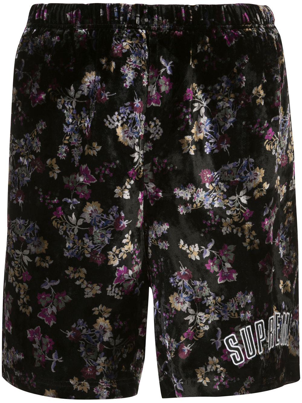 floral print velour shorts by SUPREME