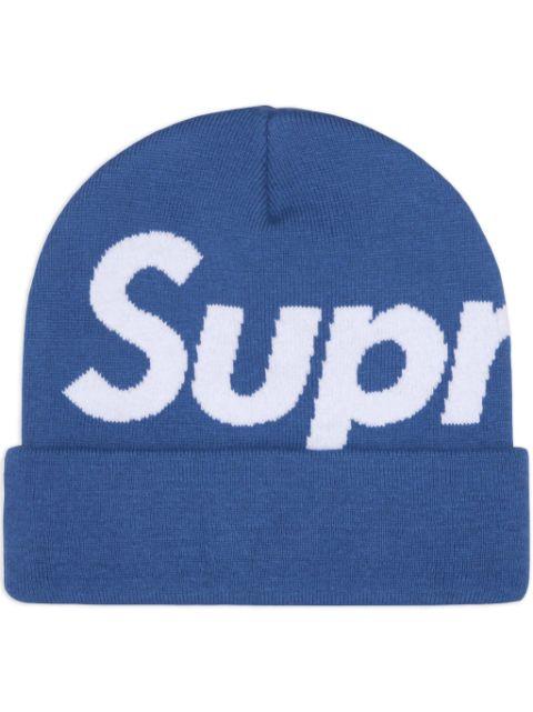 intarsia-logo beanie hat by SUPREME