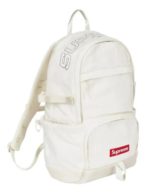 logo-plaque denim backpack by SUPREME