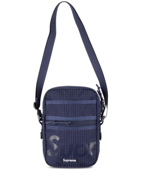 logo-print grid-pattern shoulder bag by SUPREME