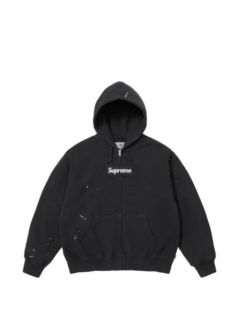paint-splatter logo-patch hoodie by SUPREME