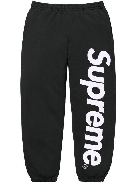 satin-appliqué cotton track pants by SUPREME