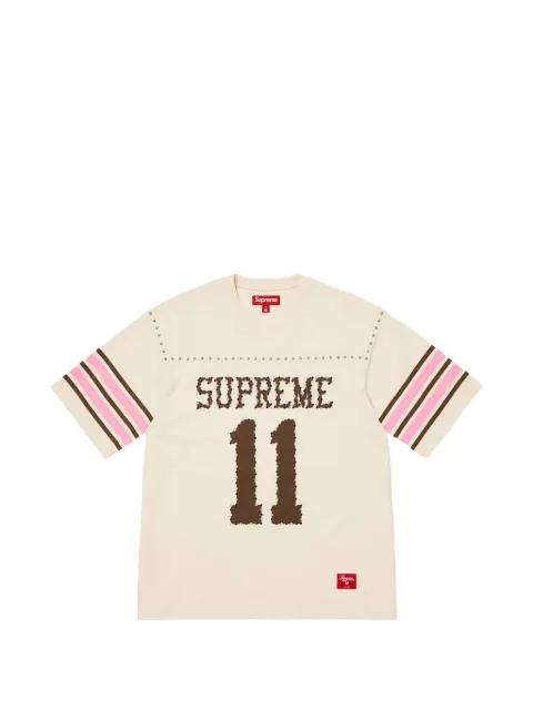 studded striped-sleeve t-shirt by SUPREME