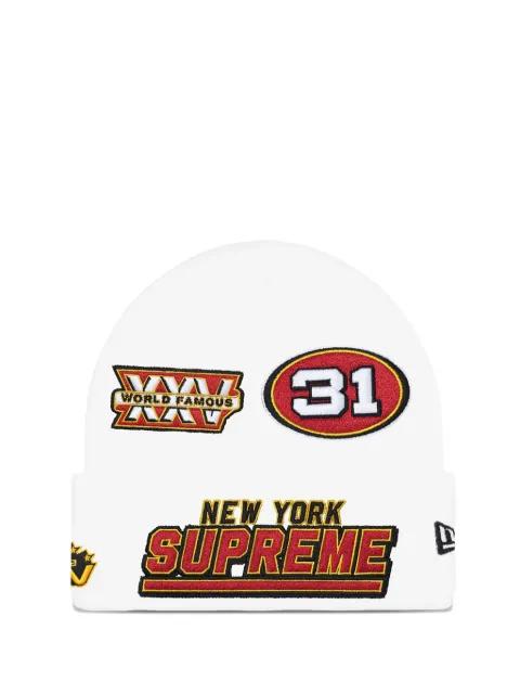 x New Era appliqued football beanie by SUPREME