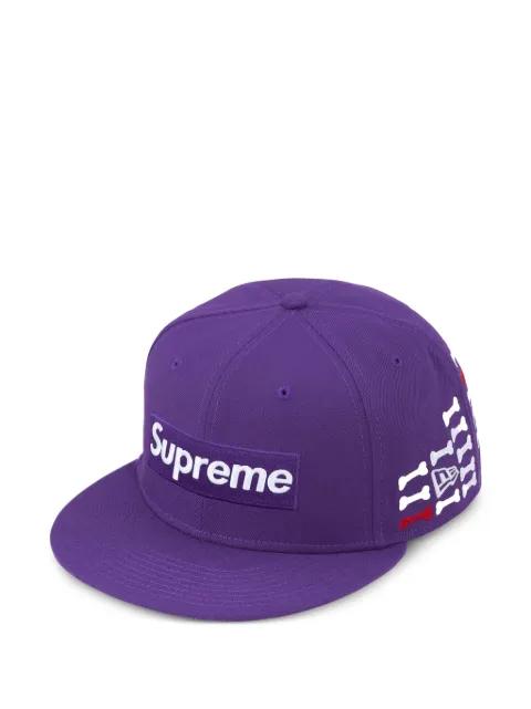 x New Era bones-motif logo-embroidery baseball cap by SUPREME