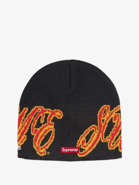 x New Era logo-patch beanie hat by SUPREME