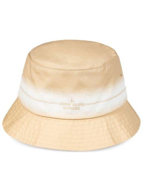 x Stone Island stripe-detail crusher hat by SUPREME