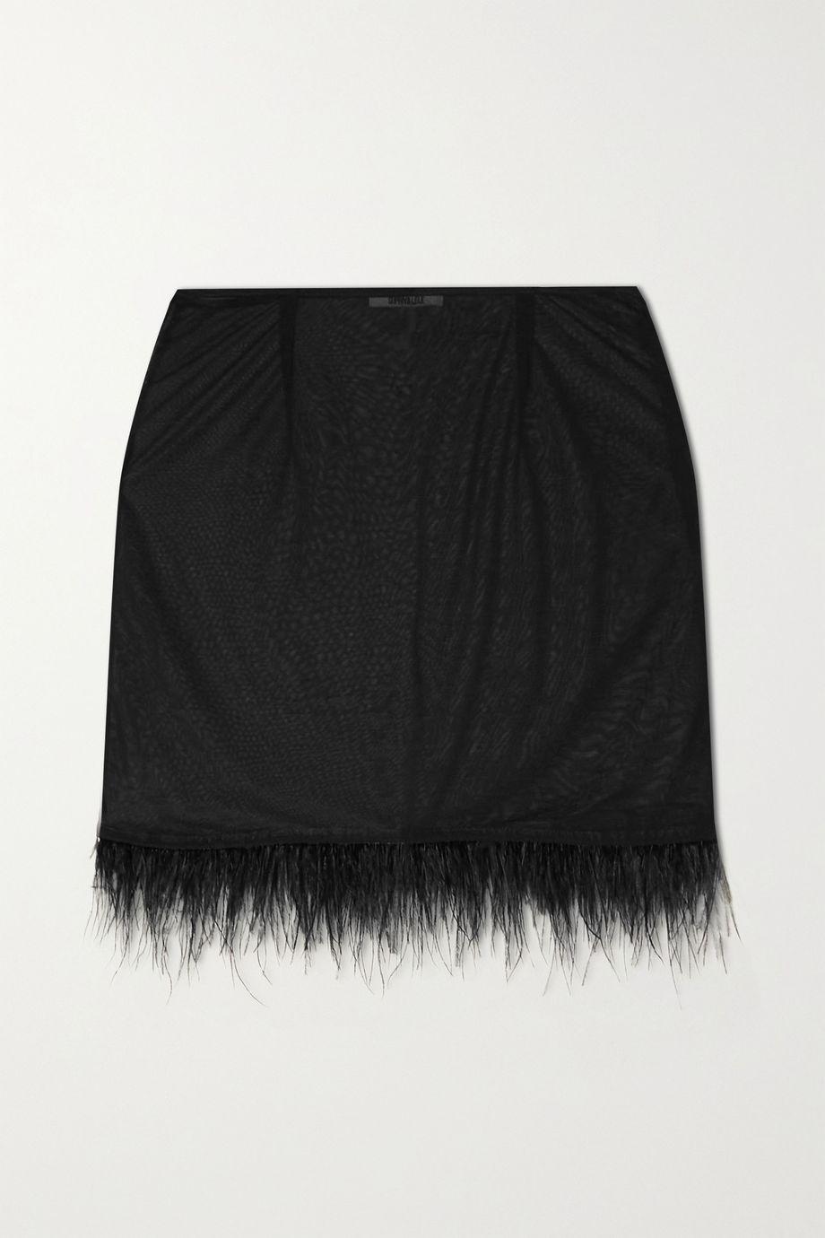 Feather-trimmed jersey mini skirt by SUPRIYA LELE
