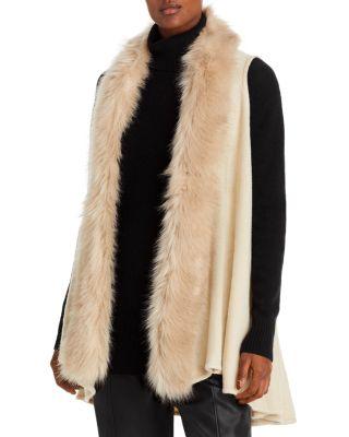 Faux Fur Trimmed Knit Vest by SURELL