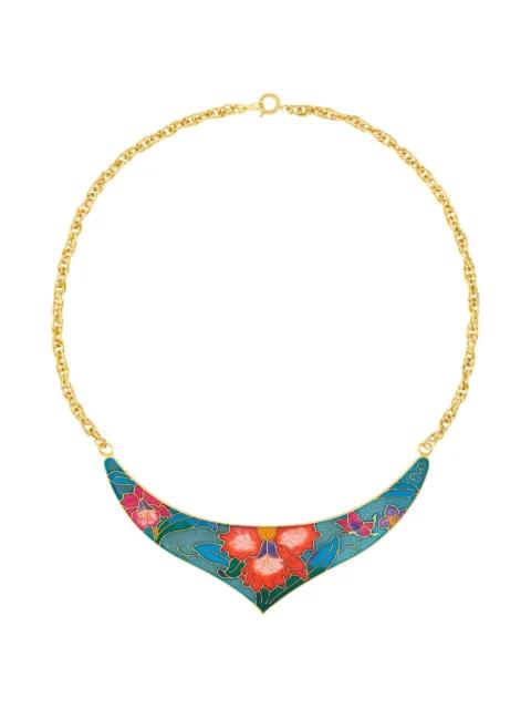 1980s cloisonné floral necklace by SUSAN CAPLAN VINTAGE