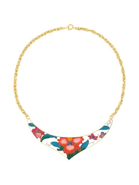 1980s cloisonné floral necklace by SUSAN CAPLAN VINTAGE