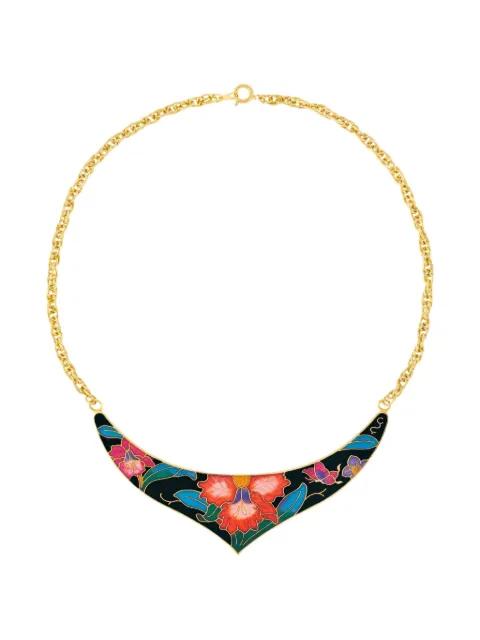 1980s cloisonné floral necklace by SUSAN CAPLAN VINTAGE